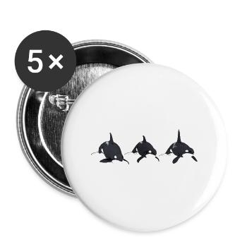 Three killer whales, orca, killer whale - Buttons large 2.2''/56 mm (5-pack) - white - Front