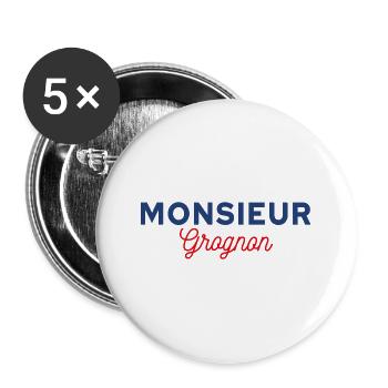monsieur grognon - Lot de 5 grands badges (56 mm) - blanc - Devant