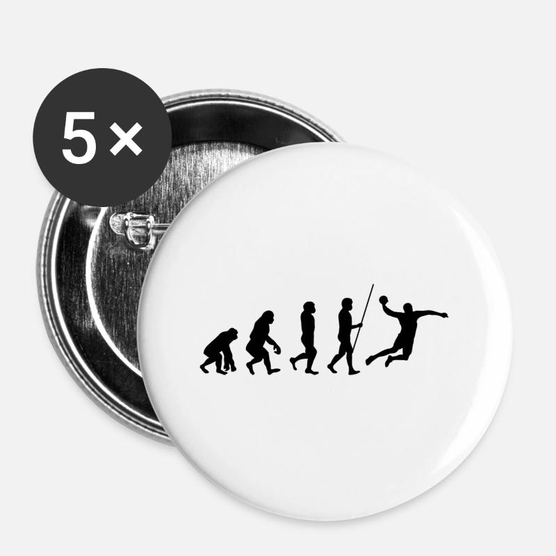 Handball sport gift evolution - Buttons large 2.2''/56 mm (5-pack) - white