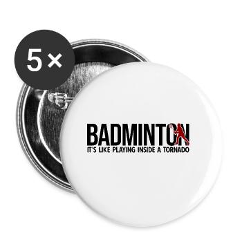 Badminton - Buttons groß 56 mm (5er Pack) - Weiß - Vorne