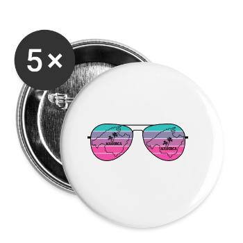 Sonnenbrille mit Landkarte von der Insel Mallorca - Buttons groß 56 mm (5er Pack) - Weiß - Vorne