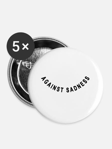 against sadness (smiley) - Buttons large 2.2''/56 mm (5-pack) - white