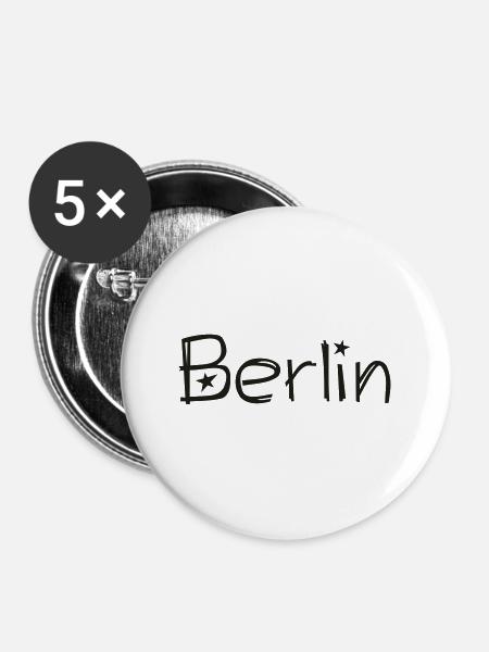 berlin - Buttons groß 56 mm (5er Pack) - Weiß