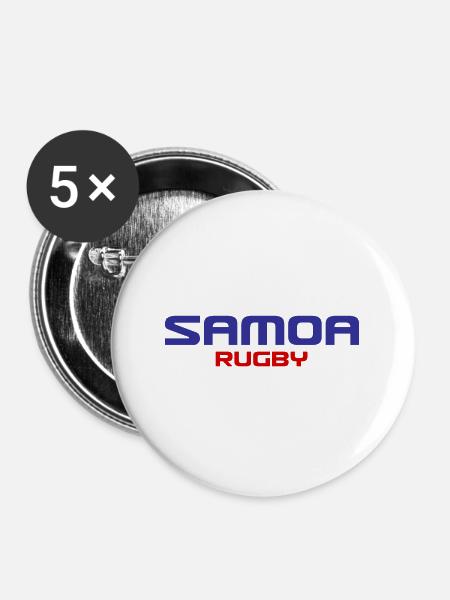 Samoa - Rugby - Südsee - Polynesien - Sport - Apia - Buttons groß 56 mm (5er Pack) - Weiß
