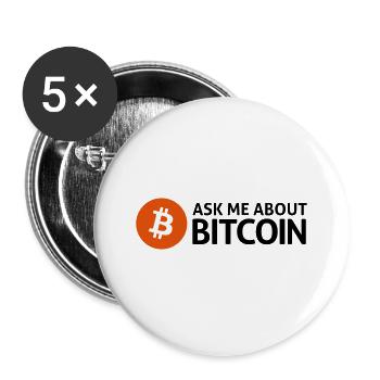 bitcoins - Lot de 5 grands badges (56 mm) - blanc - Devant
