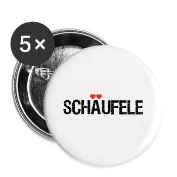 Schäufele - Buttons groß 56 mm (5er Pack) - Weiß - Vorne