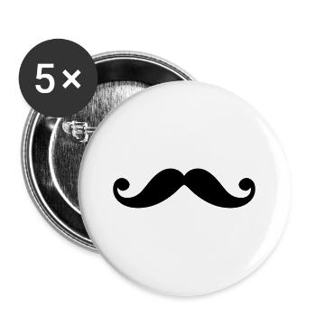 Moustache drôle personnalisable - Lot de 5 grands badges (56 mm) - blanc - Devant