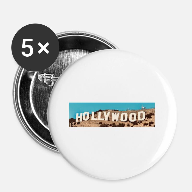 Hollywood - Buttons large 2.2''/56 mm (5-pack) - white