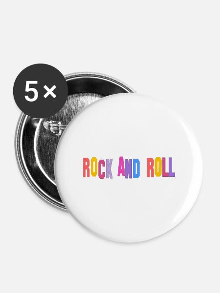 Rock and Roll - Buttons groß 56 mm (5er Pack) - Weiß