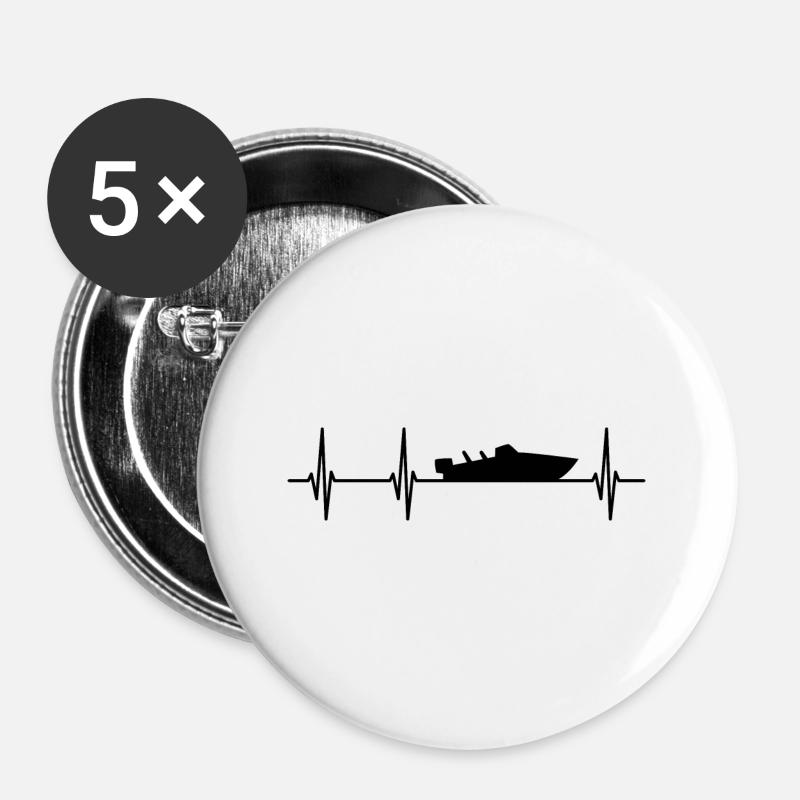 Heartbeat Boat - Buttons large 2.2''/56 mm (5-pack) - white