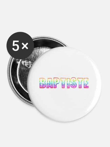 baptiste rs regenbogen - Buttons groß 56 mm (5er Pack) - Weiß