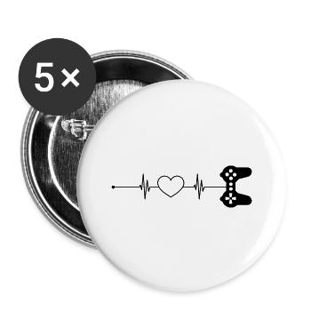Herzschlag Spiele - Buttons groß 56 mm (5er Pack) - Weiß - Vorne