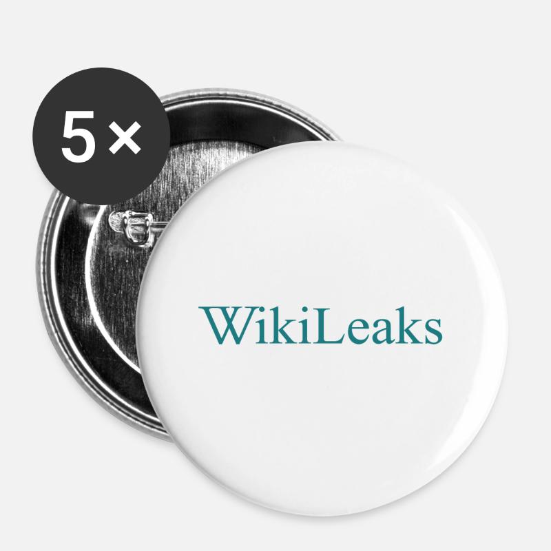 WikiLeaks Text Logo - Buttons large 2.2''/56 mm (5-pack) - white