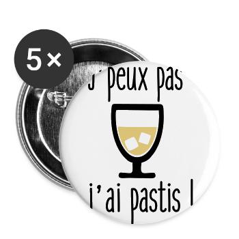 j'peux pas j'ai pastis - Lot de 5 grands badges (56 mm) - blanc - Devant