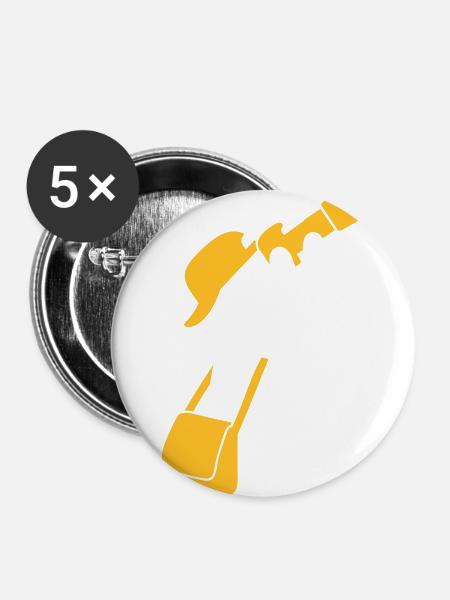 Fotograf mit Kamera - Buttons groß 56 mm (5er Pack) - Weiß