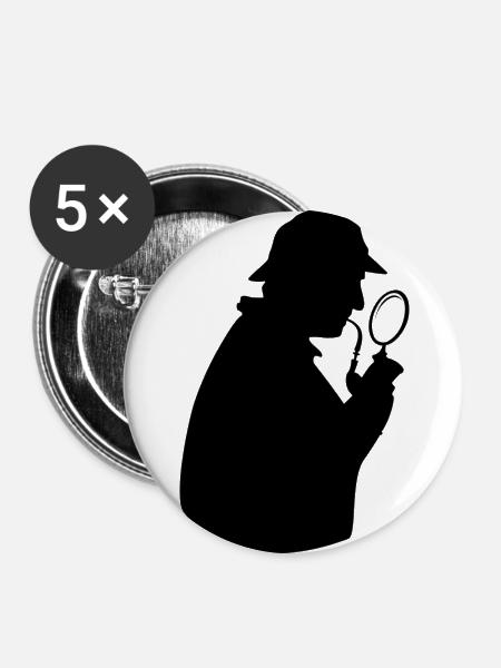 Detektiv - Buttons groß 56 mm (5er Pack) - Weiß