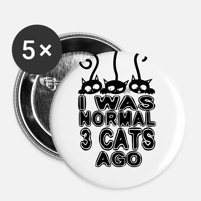 I what normal 3 Cats Ago gift - Buttons large 2.2''/56 mm (5-pack) - white