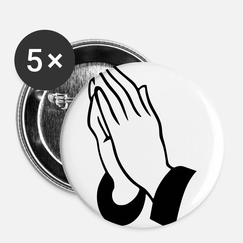 praying hands - Buttons large 2.2''/56 mm (5-pack) - white