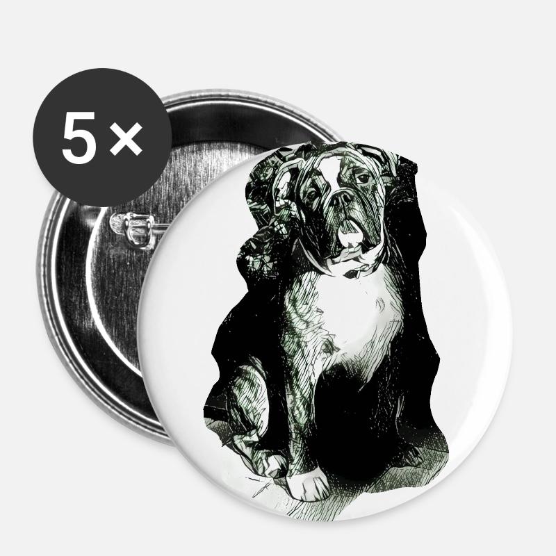 Bulldog02 - Buttons large 2.2''/56 mm (5-pack) - white
