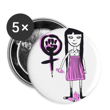 Molly - Girl Power, feministisches Graffiti - Buttons groß 56 mm (5er Pack) - Weiß - Vorne