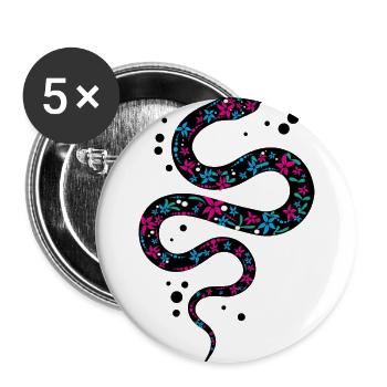 Black beautiful snake with pattern gift - Buttons large 2.2''/56 mm (5-pack) - white - Front