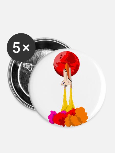 Rakete - Buttons groß 56 mm (5er Pack) - Weiß