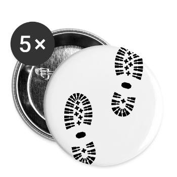 Schuhabdruck, Schuhe, Wandern - Buttons groß 56 mm (5er Pack) - Weiß - Vorne