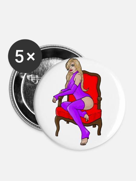 sitting girl - Buttons groß 56 mm (5er Pack) - Weiß