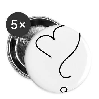 Heart question - Buttons large 2.2''/56 mm (5-pack) - white - Front