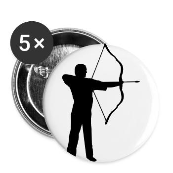 Bogenschießer, Bogenschießen - Buttons groß 56 mm (5er Pack) - Weiß - Vorne