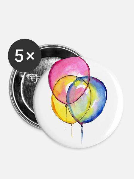 Luftballons - Buttons groß 56 mm (5er Pack) - Weiß