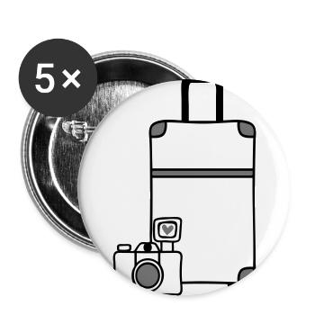 Caméra valise voyage amour - Lot de 5 grands badges (56 mm) - blanc - Devant