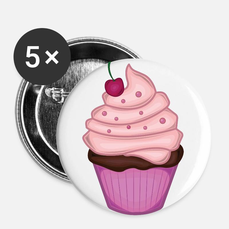 Cupcake - Buttons large 2.2''/56 mm (5-pack) - white