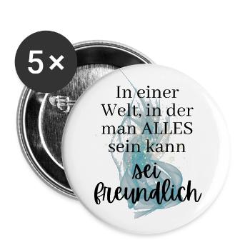 POSITIVE EINSTELLUNG MINDSET Motivation - Buttons groß 56 mm (5er Pack) - Weiß - Vorne