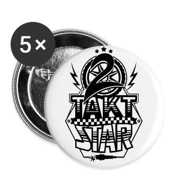 2-Takt-Star / Zweitakt-Star - Buttons groß 56 mm (5er Pack) - Weiß - Vorne