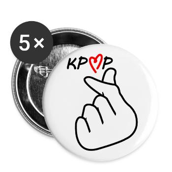J'adore la K-Pop "Finger Heart" - Lot de 5 grands badges (56 mm) - blanc - Devant