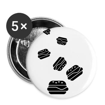 Burger Icon Silhouette - Buttons groß 56 mm (5er Pack) - Weiß - Vorne