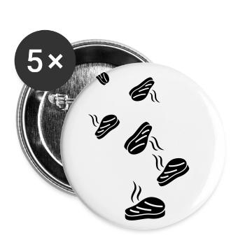 Steak icon Silhouette - Buttons large 2.2''/56 mm (5-pack) - white - Front