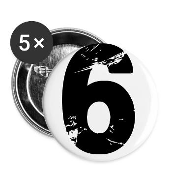 Maillot numéro 6 - Lot de 5 grands badges (56 mm) - blanc - Devant