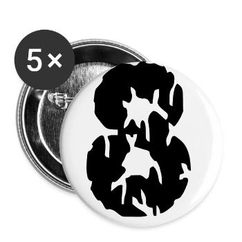 8 Zahl Trikot - Buttons groß 56 mm (5er Pack) - Weiß - Vorne