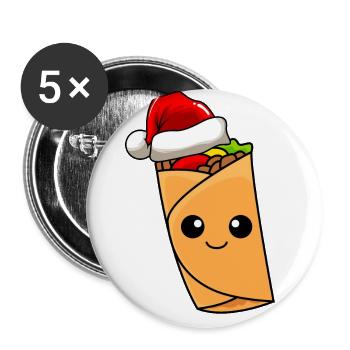 Burrito Christmas Comic Xmas - Buttons large 2.2''/56 mm (5-pack) - white - Front