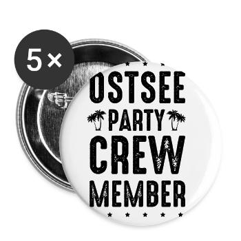 Ostsee Party Crew - Buttons groß 56 mm (5er Pack) - Weiß - Vorne