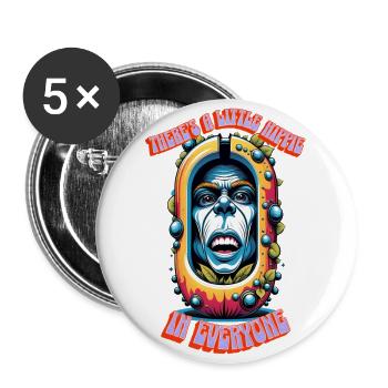 In jedem steckt ein kleiner Hippie 10 - Buttons groß 56 mm (5er Pack) - Weiß - Vorne
