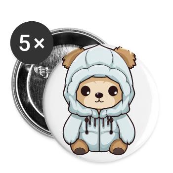 Eisbär Winter Polar Bär Baby Comic - Buttons groß 56 mm (5er Pack) - Weiß - Vorne