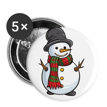 Schneemann Comic - Buttons groß 56 mm (5er Pack) - Weiß - Vorne