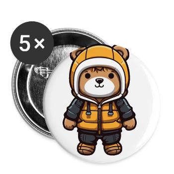 Bear Comic Winter - Buttons large 2.2''/56 mm (5-pack) - white - Front