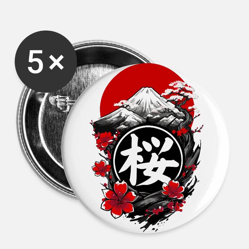 Japanese cherry blossom - Buttons large 2.2''/56 mm (5-pack) - white