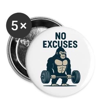 No excuses gorilla - Buttons large 2.2''/56 mm (5-pack) - white - Front