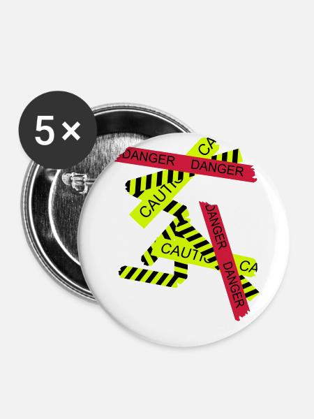 danger - Buttons groß 56 mm (5er Pack) - Weiß