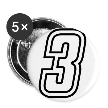 3 Zahl nummer - Buttons groß 56 mm (5er Pack) - Weiß - Vorne